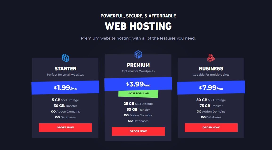 web hosting plan